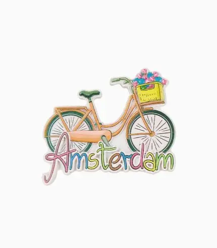 Amsterdam Refrigerator Magnet,Netherlands Souvenir Magnet,Dutch Bicycle Fridge Magnet,Amsterdam Travel Souvenir,Floral Bike Magnet,Holland Tourist Gift,Amsterdam City Magnet,Dutch Cycling Culture Souvenir,Ceramic Netherlands Magnet,Amsterdam Fridge Decoration