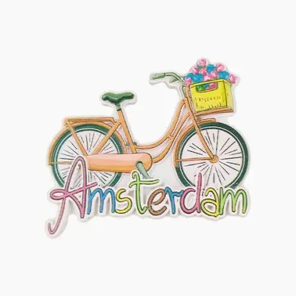 Amsterdam Refrigerator Magnet,Netherlands Souvenir Magnet,Dutch Bicycle Fridge Magnet,Amsterdam Travel Souvenir,Floral Bike Magnet,Holland Tourist Gift,Amsterdam City Magnet,Dutch Cycling Culture Souvenir,Ceramic Netherlands Magnet,Amsterdam Fridge Decoration