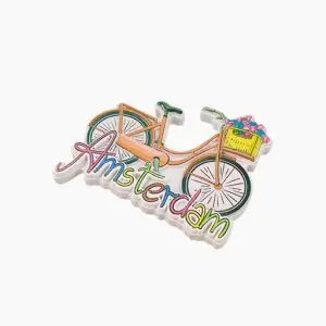 Amsterdam Refrigerator Magnet,Netherlands Souvenir Magnet,Dutch Bicycle Fridge Magnet,Amsterdam Travel Souvenir,Floral Bike Magnet,Holland Tourist Gift,Amsterdam City Magnet,Dutch Cycling Culture Souvenir,Ceramic Netherlands Magnet,Amsterdam Fridge Decoration