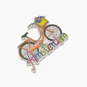 Amsterdam Refrigerator Magnet,Netherlands Souvenir Magnet,Dutch Bicycle Fridge Magnet,Amsterdam Travel Souvenir,Floral Bike Magnet,Holland Tourist Gift,Amsterdam City Magnet,Dutch Cycling Culture Souvenir,Ceramic Netherlands Magnet,Amsterdam Fridge Decoration