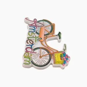 Amsterdam Refrigerator Magnet,Netherlands Souvenir Magnet,Dutch Bicycle Fridge Magnet,Amsterdam Travel Souvenir,Floral Bike Magnet,Holland Tourist Gift,Amsterdam City Magnet,Dutch Cycling Culture Souvenir,Ceramic Netherlands Magnet,Amsterdam Fridge Decoration