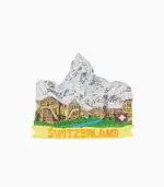 Zermatt Refrigerator Magnet,Switzerland Souvenir Magnet,Swiss Alps Fridge Magnet,Alpine Snow Scenery Magnet,Wooden House Souvenir,Switzerland Travel Souvenir,Swiss Mountain Magnet,Zermatt Tourist Gift,Swiss Winter Landscape Fridge Decoration,Ceramic Switzerland Magnet