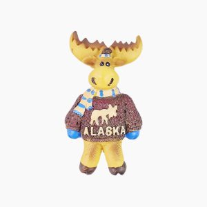 Alaska Refrigerator Magnet,Alaska Souvenir Magnet,3D Moose Fridge Magnet,Alaskan Wildlife Souvenir,Funny Animal Magnet,Alaska Travel Gift,Moose Fridge Decoration,USA Tourist Souvenir,Arctic Wildlife Magnet,Alaska Themed Magnet