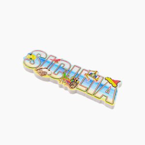 Sicily Refrigerator Magnet,Italy Souvenir Magnet,Trinacria Fridge Magnet,Sicilian Food Magnet,Sicily Travel Souvenir,Sicilian Cart Souvenir,Italy Tourist Gift,Cannoli Fridge Magnet,Sicilian Culture Magnet,Colorful Sicily Magnet