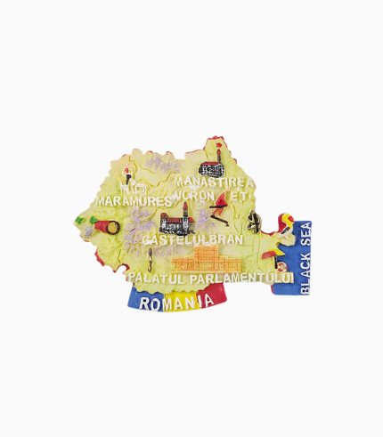 Romania Map Fridge Magnet – Bran Castle, Parliament Palace & Black Sea Souvenir