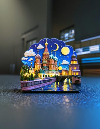 Russia Moscow Fridge Magnet - St. Basil's Cathedral & Red Square Souvenir