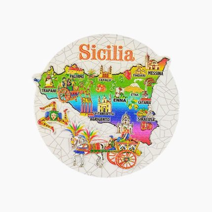 Sicily Refrigerator Magnet,Italy Souvenir Magnet,Sicily Map Fridge Magnet,Sicilian Tourist Gift,Sicily Travel Souvenir,3D Sicily Landmark Magnet,Italy Island Fridge Magnet,Sicilian Culture Magnet,Mount Etna Souvenir,Palermo Catania Magnet