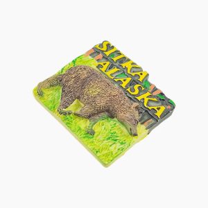 Sitka Refrigerator Magnet,Alaska Souvenir Magnet,Brown Bear Fridge Magnet,Alaska Wildlife Magnet,USA Travel Souvenir,Sitka Tourist Gift,Alaskan Nature Magnet,3D Animal Fridge Magnet,Sitka Bear Souvenir,Alaska Wilderness Magnet