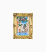 Marbella Refrigerator Magnet,Spain Souvenir Magnet,Andalucia Fridge Magnet,Spanish Street Scene Magnet,Marbella Travel Souvenir,3D Spain Magnet,Mediterranean Fridge Magnet,Spain Tourist Gift,Gold Frame Magnet,Andalusian Culture Souvenir