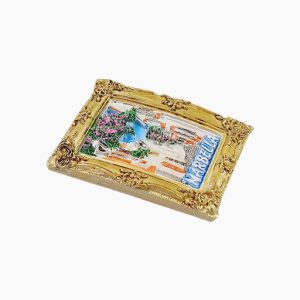 Marbella Refrigerator Magnet,Spain Souvenir Magnet,Andalucia Fridge Magnet,Spanish Street Scene Magnet,Marbella Travel Souvenir,3D Spain Magnet,Mediterranean Fridge Magnet,Spain Tourist Gift,Gold Frame Magnet,Andalusian Culture Souvenir