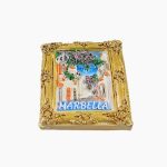 Marbella Refrigerator Magnet,Spain Souvenir Magnet,Andalucia Fridge Magnet,Spanish Street Scene Magnet,Marbella Travel Souvenir,3D Spain Magnet,Mediterranean Fridge Magnet,Spain Tourist Gift,Gold Frame Magnet,Andalusian Culture Souvenir