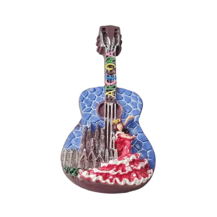 barcelona spain fridge magnet – flamenco guitar travel souvenir & kitchen décor