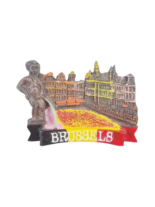brussels belgium fridge magnet – manneken pis & grand place travel souvenir (2)