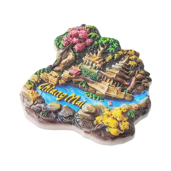chiang mai thailand fridge magnet temple jungle scene travel keepsake