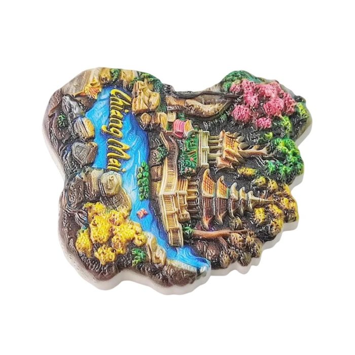 chiang mai thailand fridge magnet temple jungle scene travel keepsake