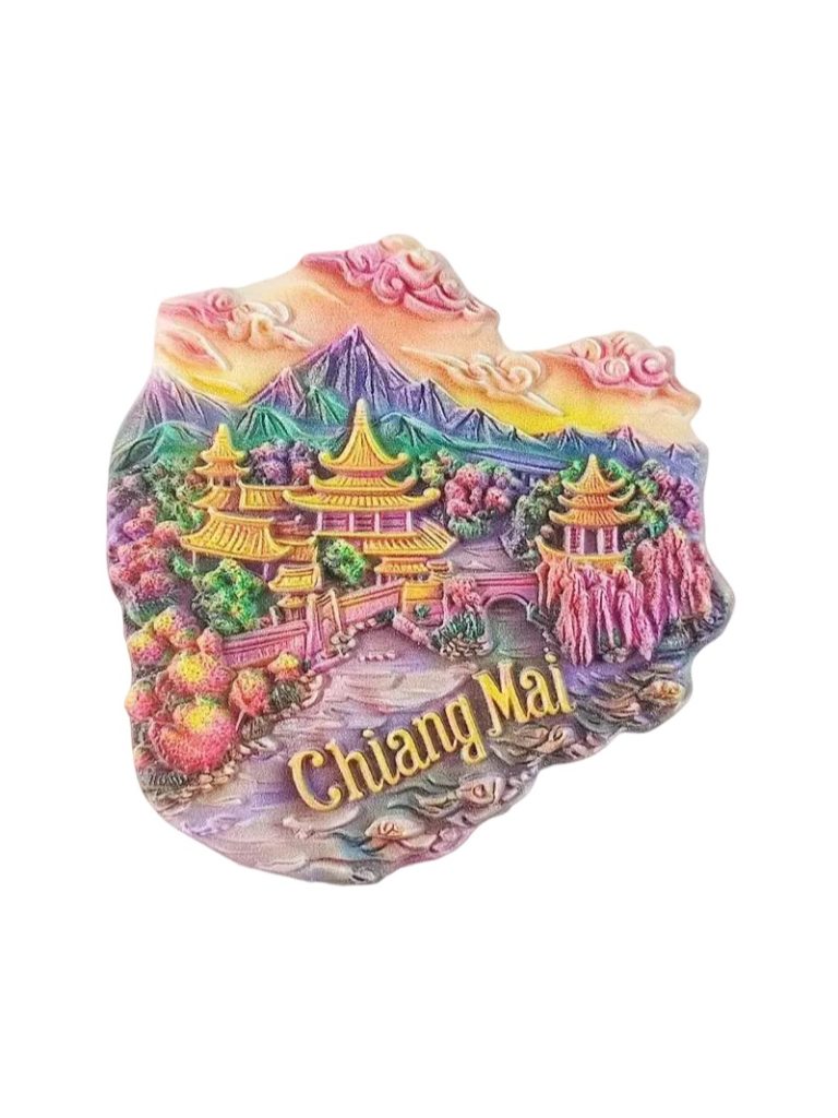 chiang mai thailand fridge magnet – temple sunset travel souvenir & exotic fridge art (1)
