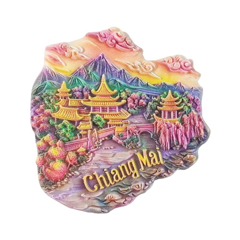 chiang mai thailand fridge magnet – temple sunset travel souvenir & exotic fridge art