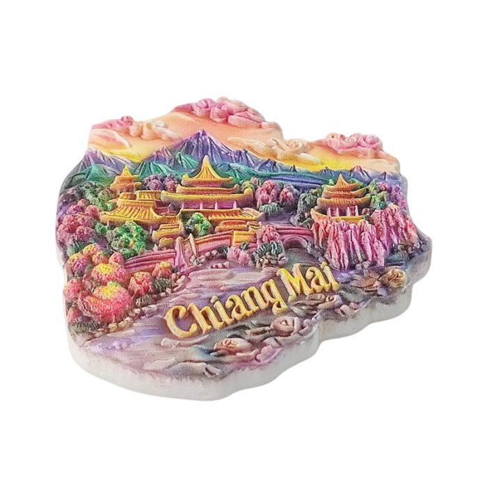 chiang mai thailand fridge magnet – temple sunset travel souvenir & exotic fridge art