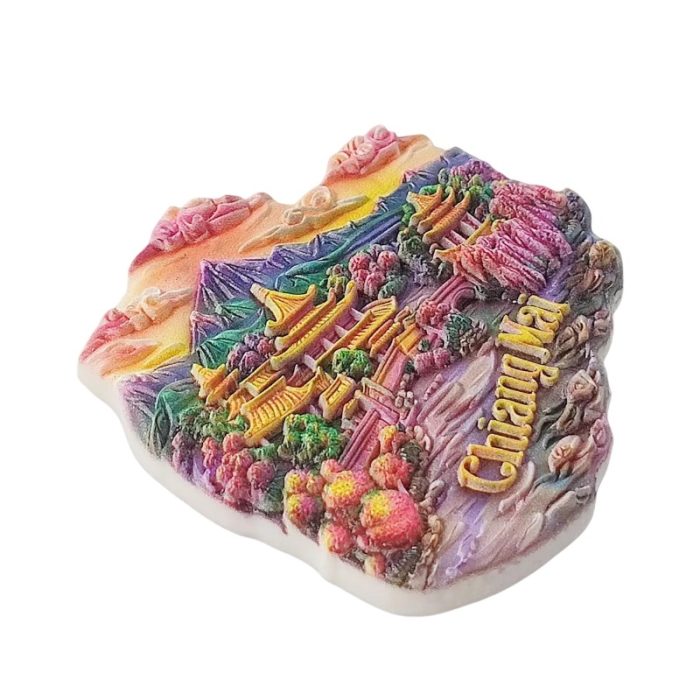 chiang mai thailand fridge magnet – temple sunset travel souvenir & exotic fridge art