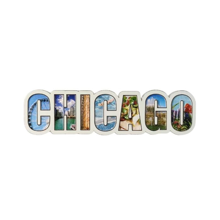 chicago usa fridge magnet – scenic letter art travel souvenir gift & whiteboard decoration