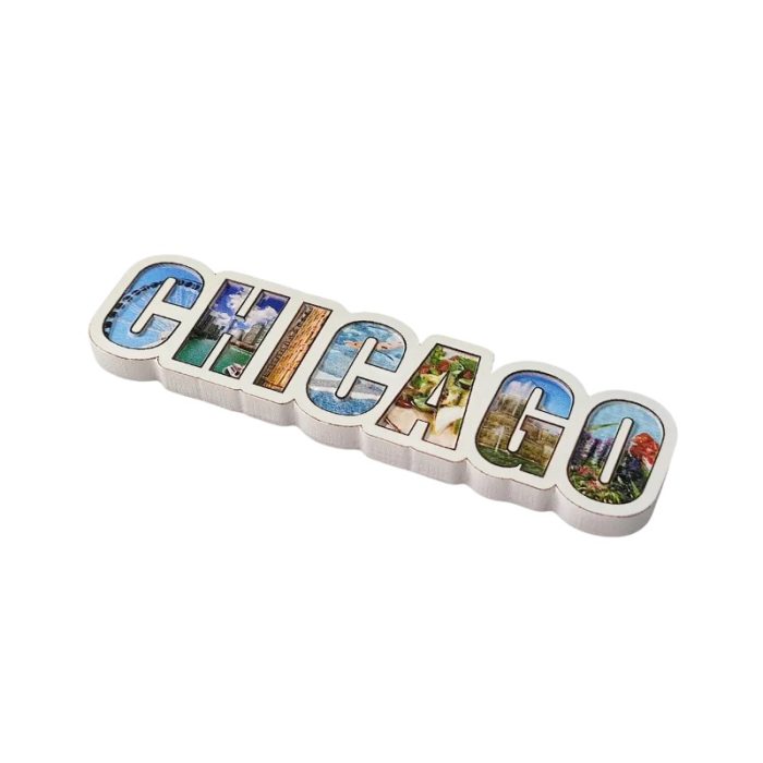chicago usa fridge magnet – scenic letter art travel souvenir gift & whiteboard decoration