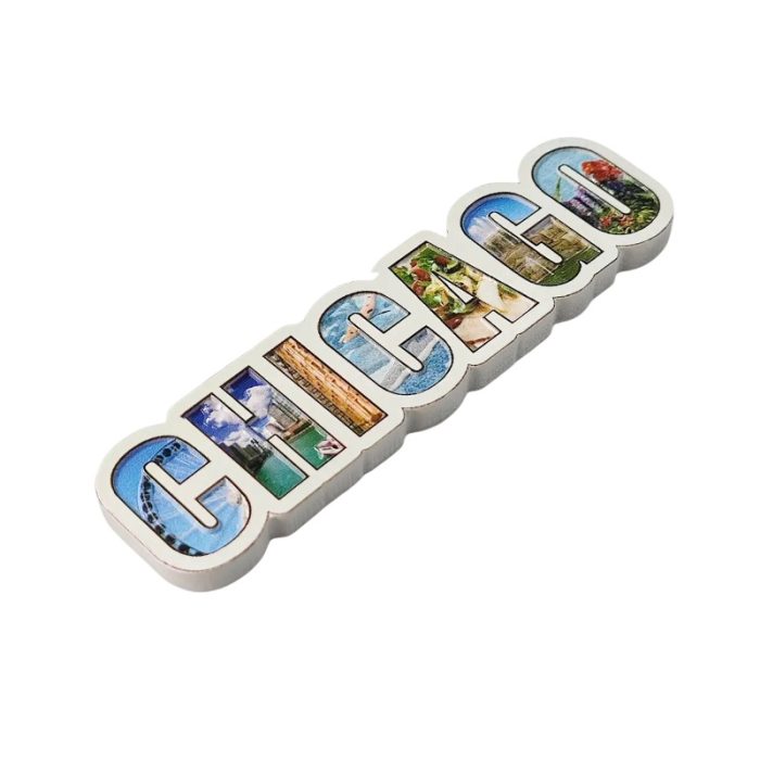 chicago usa fridge magnet – scenic letter art travel souvenir gift & whiteboard decoration