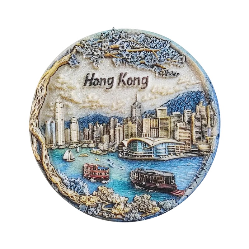 china hong kong victoria harbour fridge magnets – 3d skyline & junk boats, asia travel souvenir gift & fridge art