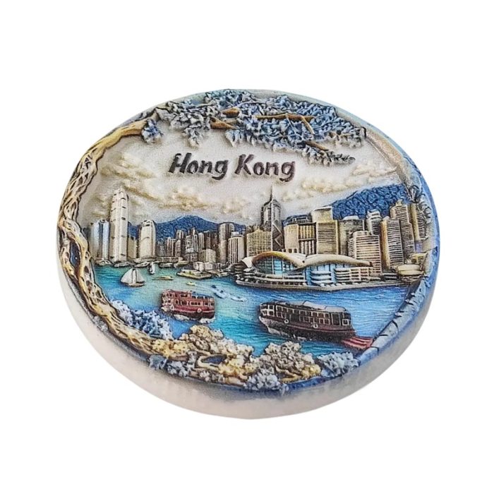 china hong kong victoria harbour fridge magnets – 3d skyline & junk boats, asia travel souvenir gift & fridge art