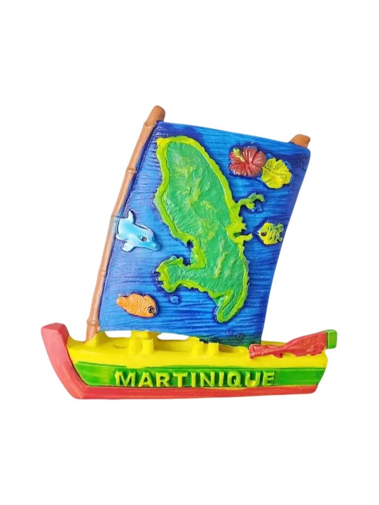 martinique fridge magnet – france colorful sailboat island map travel gift & tropical fridge décor