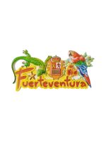 fuerteventura spain fridge magnet tropical lizard and parrot design souvenir for fridge or whiteboard