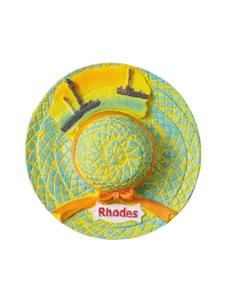rhodes greece fridge magnet straw hat style travel souvenir gift & whiteboard decoration