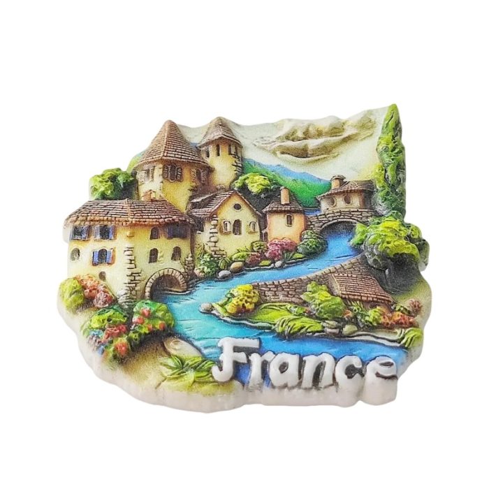 france countryside fridge magnets – vintage village river scene, european travel souvenir gift & fridge décor