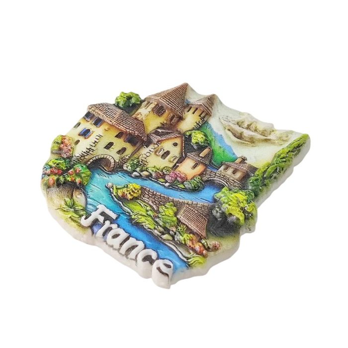 france countryside fridge magnets – vintage village river scene, european travel souvenir gift & fridge décor