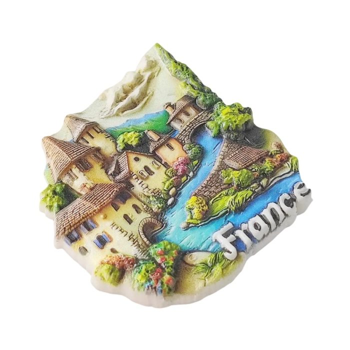france countryside fridge magnets – vintage village river scene, european travel souvenir gift & fridge décor