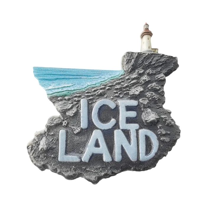 iceland fridge magnet – coastal lava rock souvenir & arctic travel décor