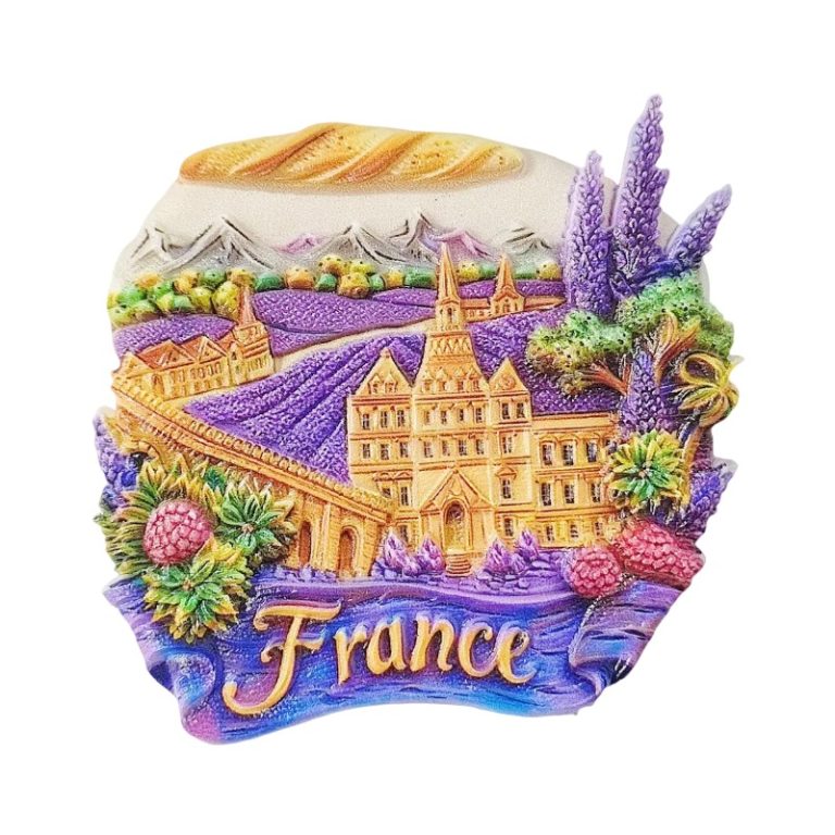 france lavender fields fridge magnets – provence architecture & baguette design, french travel gift for décor