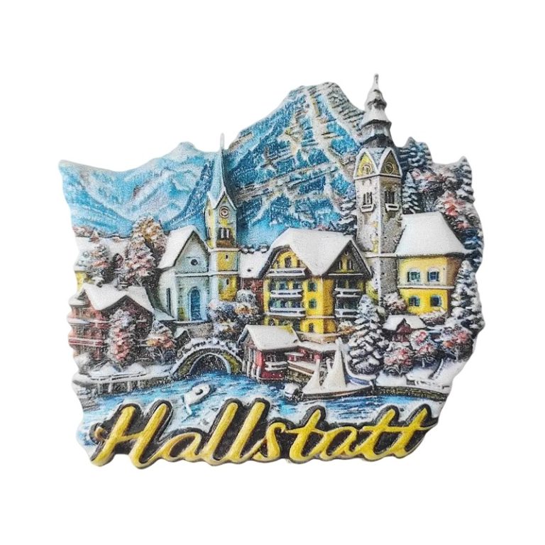 hallstatt austria fridge magnet – winter village souvenir & scenic fridge gift