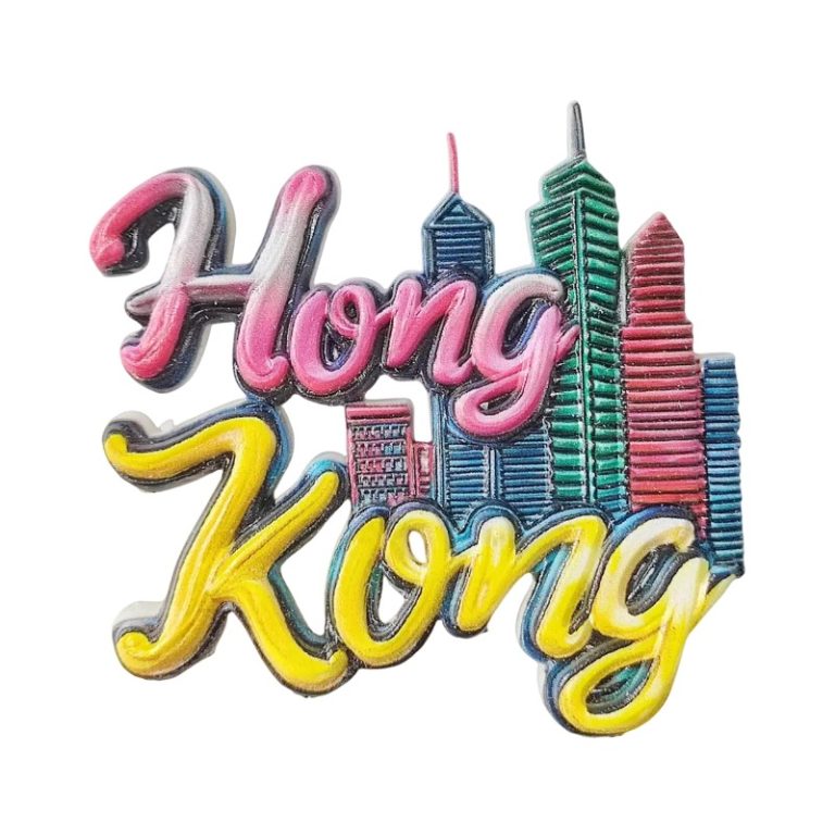 hong kong china fridge magnets – vibrant neon city skyline design, travel souvenir gift for fridge, locker & whiteboard