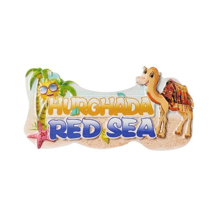 hurghada red sea egypt fridge magnet camel & palm beach travel souvenir gift & kitchen décor