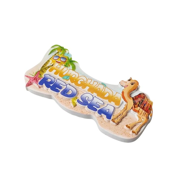 hurghada red sea egypt fridge magnet camel & palm beach travel souvenir gift & kitchen décor