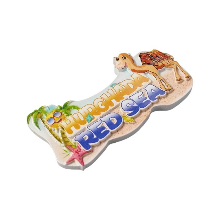 hurghada red sea egypt fridge magnet camel & palm beach travel souvenir gift & kitchen décor