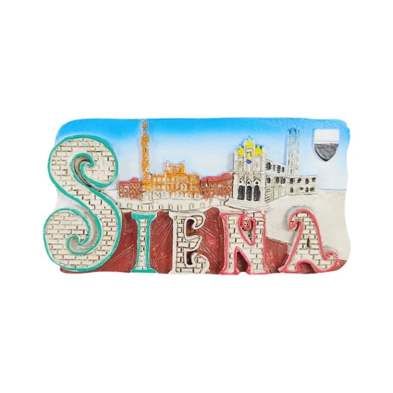 italy fridge magnet – siena city landmark with classic brick style lettering
