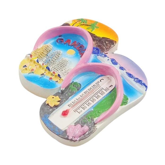 spain gandia souvenir magnet – colorful flip flop design with temperature gauge