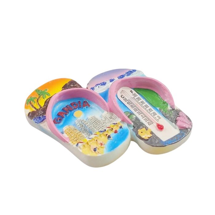spain gandia souvenir magnet – colorful flip flop design with temperature gauge