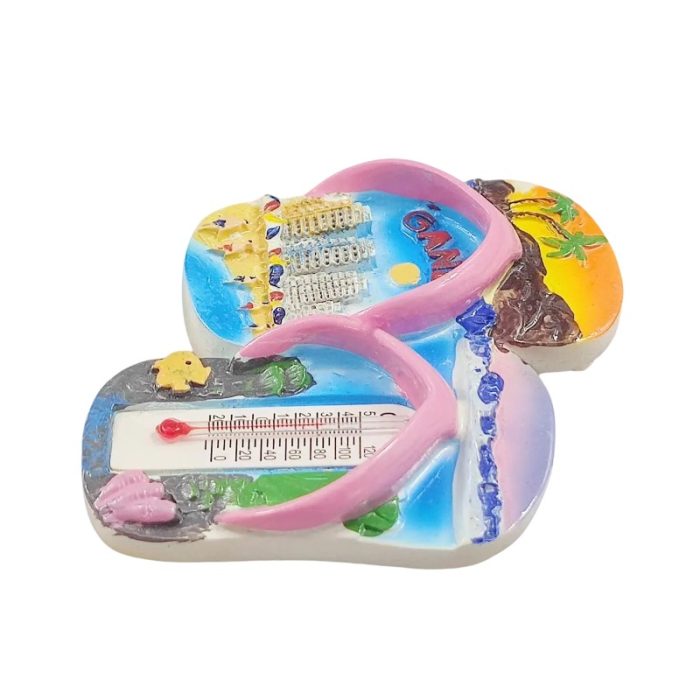 spain gandia souvenir magnet – colorful flip flop design with temperature gauge