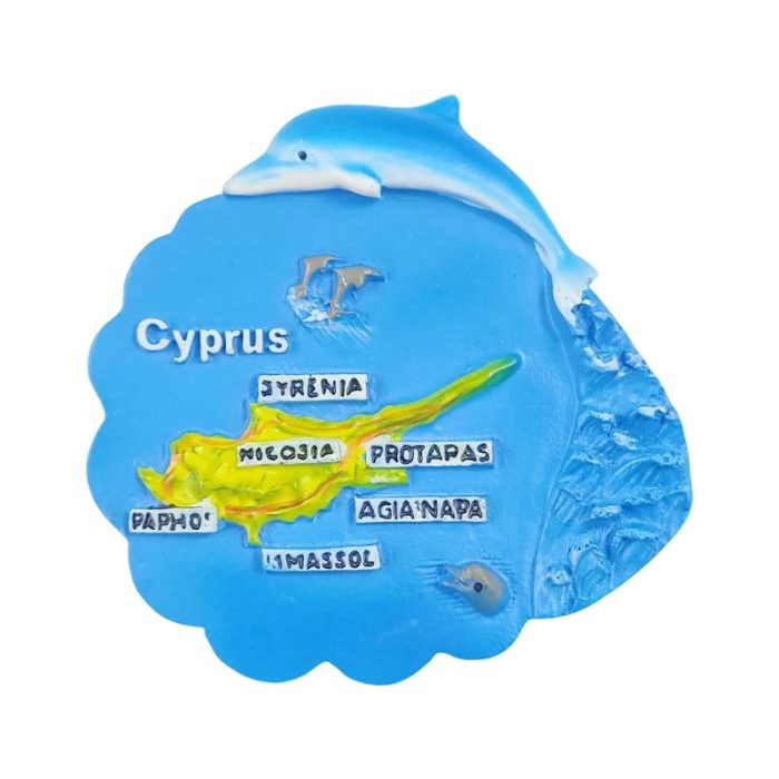 cyprus island fridge magnet – 3d map with major cities & ocean theme, travel souvenir gift & magnetic décor