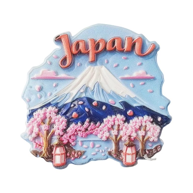 japan mount fuji fridge magnet – sakura blossom travel souvenir & magnetic home décor