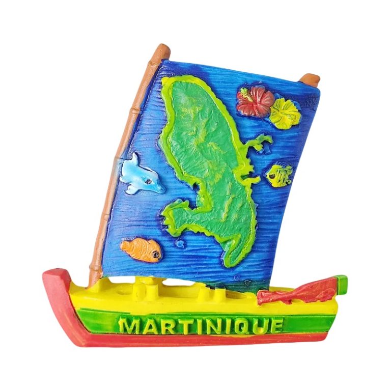 martinique fridge magnet – france colorful sailboat island map travel gift & tropical fridge décor