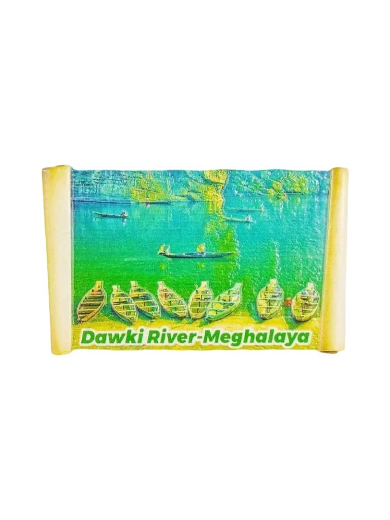 india travel fridge magnet – dawki river boat view souvenir from northeast (2)