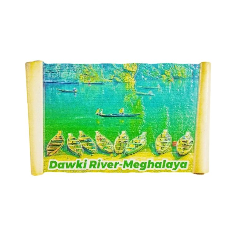 india travel fridge magnet – dawki river boat view souvenir from northeast